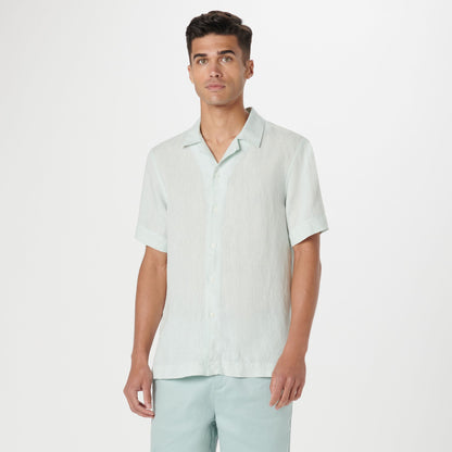 Bugatchi Jackson Solid Linen Camp Shirt Seafoam