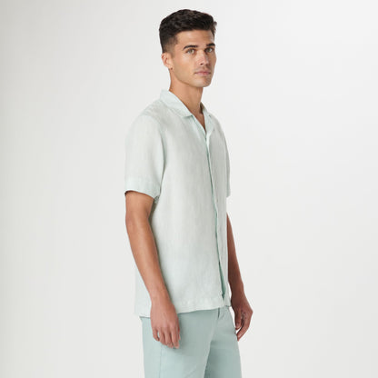 Bugatchi Jackson Solid Linen Camp Shirt Seafoam