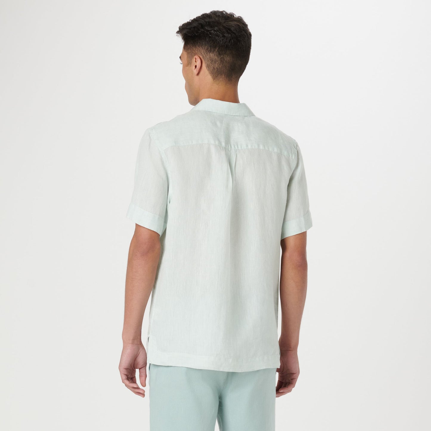 Bugatchi Jackson Solid Linen Camp Shirt Seafoam
