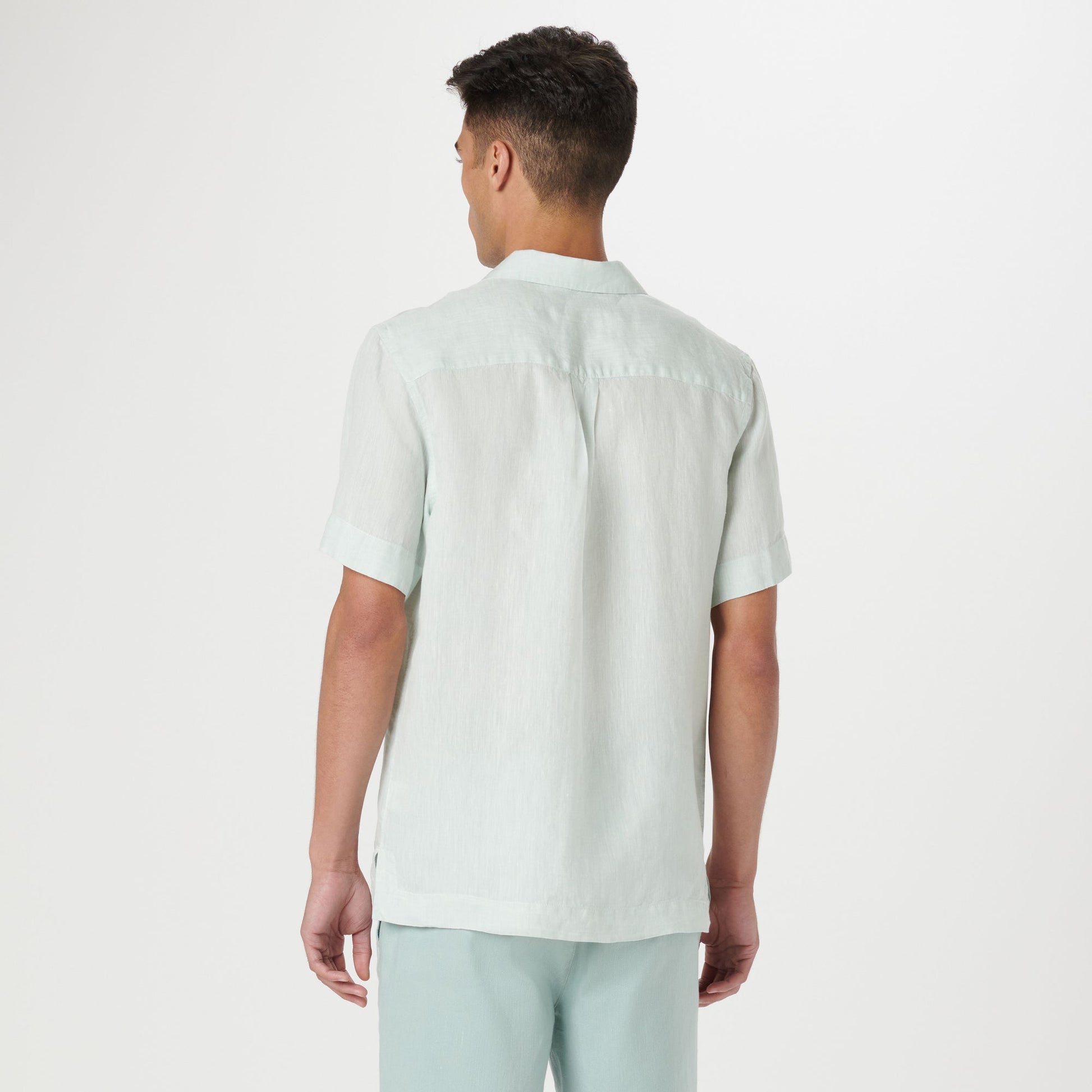 Bugatchi Jackson Solid Linen Camp Shirt Seafoam
