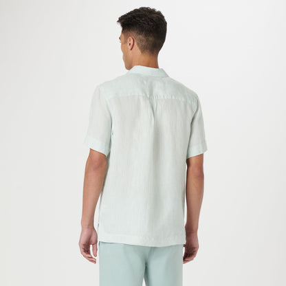 Bugatchi Jackson Solid Linen Camp Shirt Seafoam
