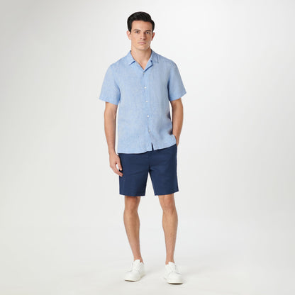 Bugatchi Jackson Solid Linen Camp Shirt Sky