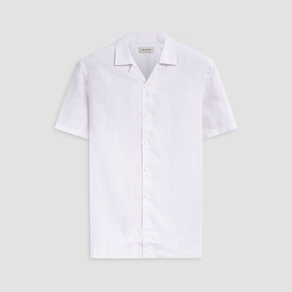Bugatchi Jackson Solid Linen Camp Shirt White