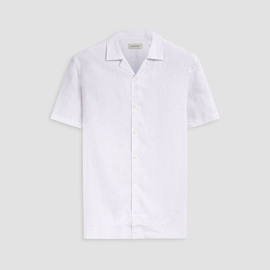 Bugatchi Jackson Solid Linen Camp Shirt White