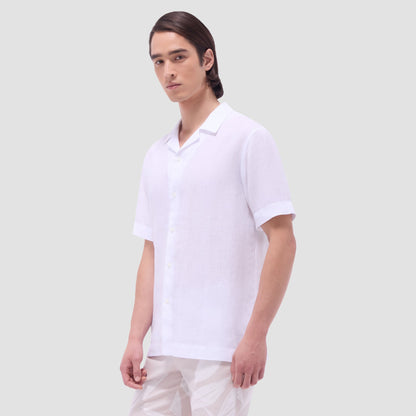 Bugatchi Jackson Solid Linen Camp Shirt White