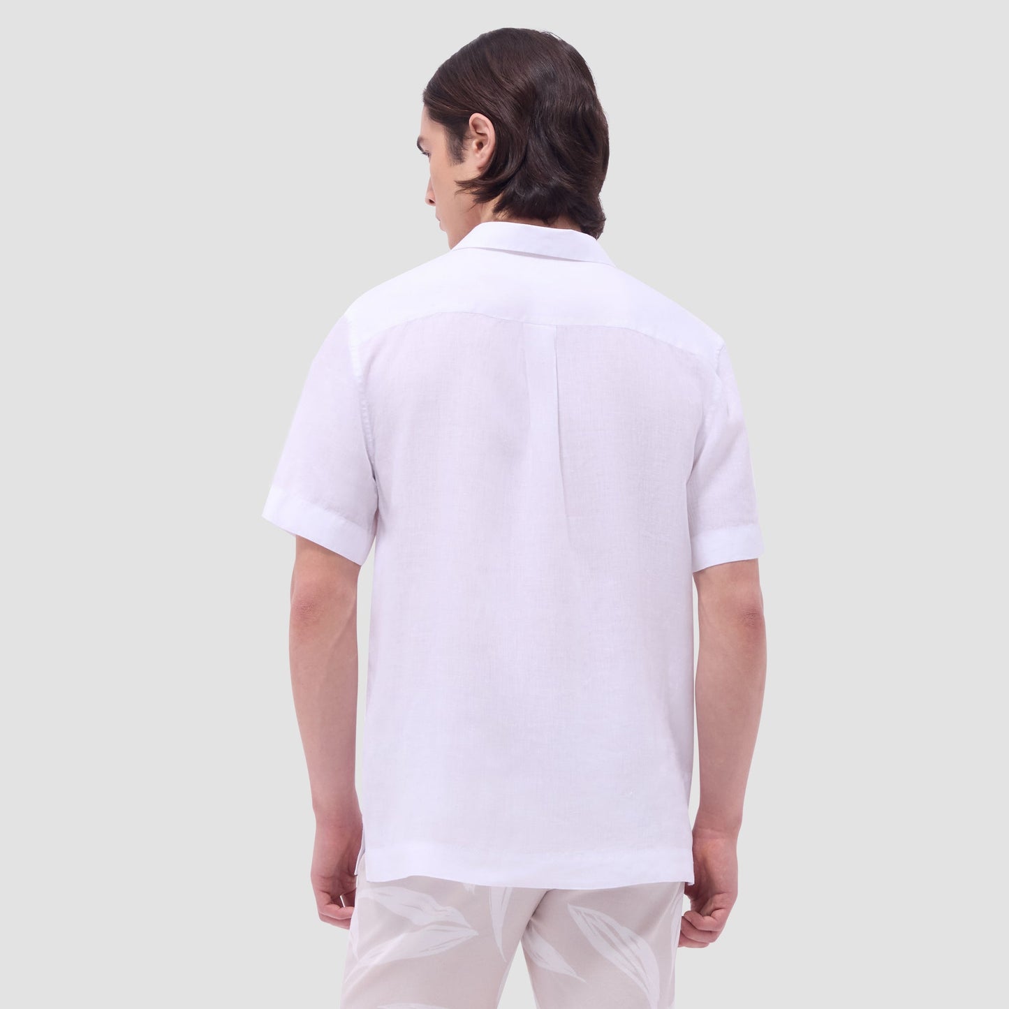 Bugatchi Jackson Solid Linen Camp Shirt White