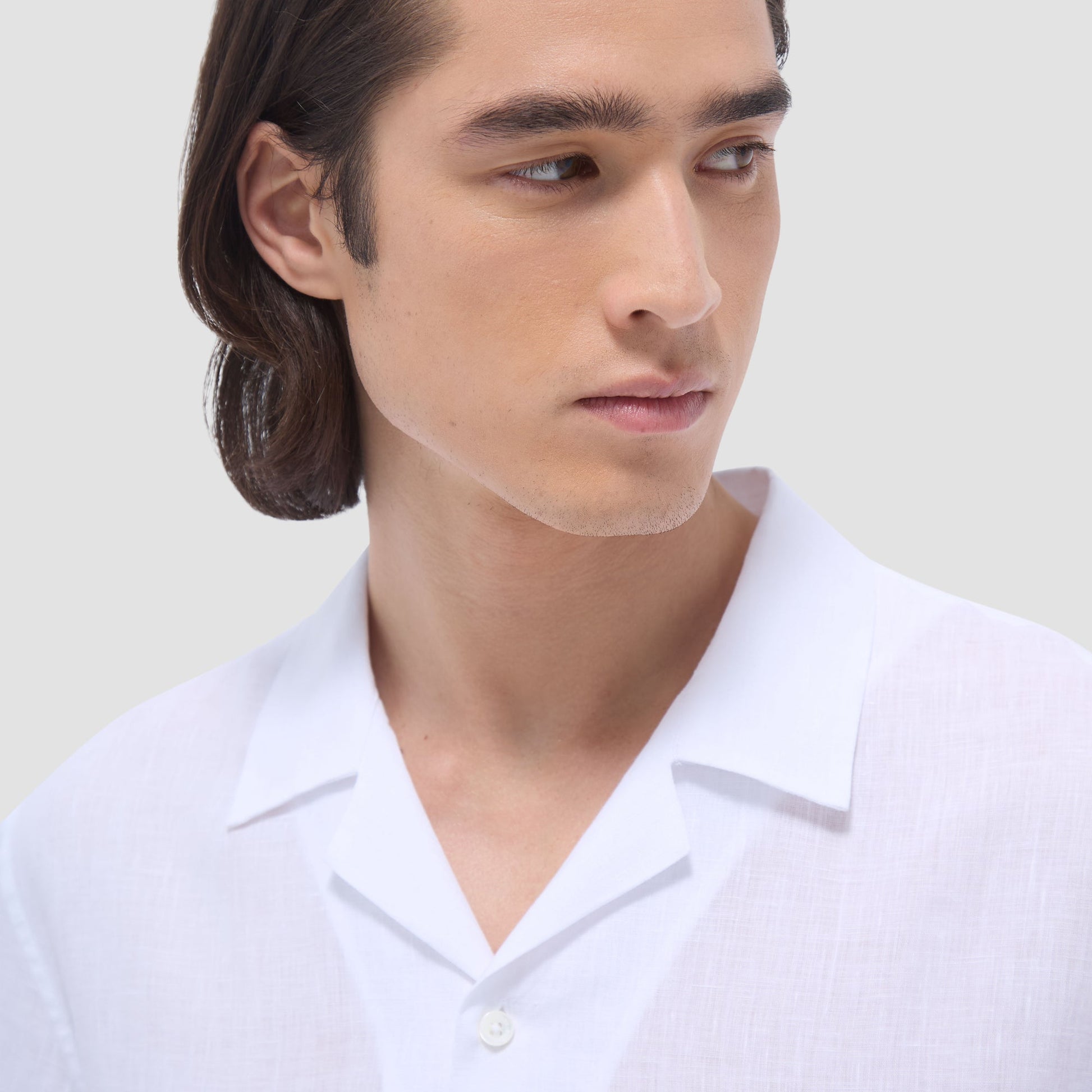 Bugatchi Jackson Solid Linen Camp Shirt White