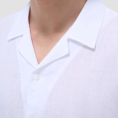 Bugatchi Jackson Solid Linen Camp Shirt White