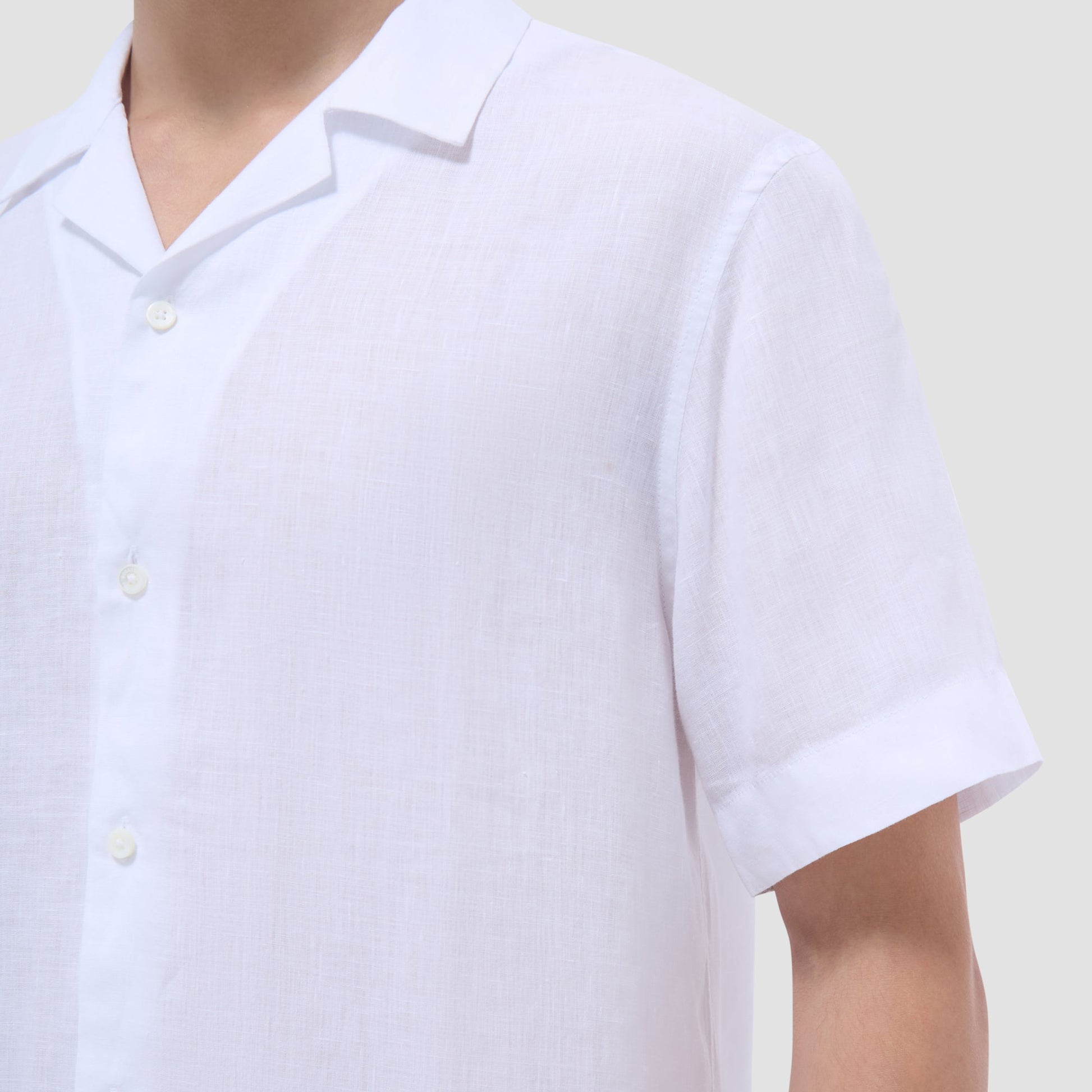 Bugatchi Jackson Solid Linen Camp Shirt White