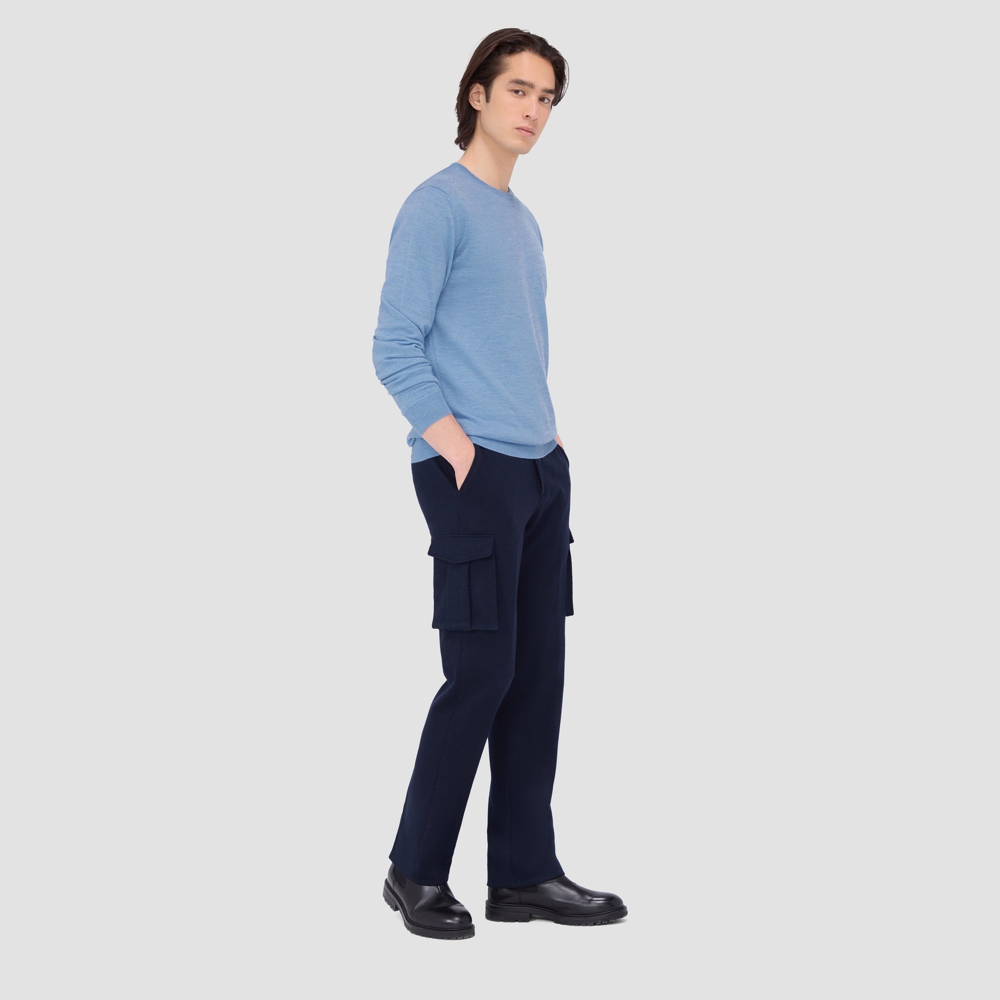 Bugatchi Scott Crew Neck Super Merino™ Sweater Air Blue