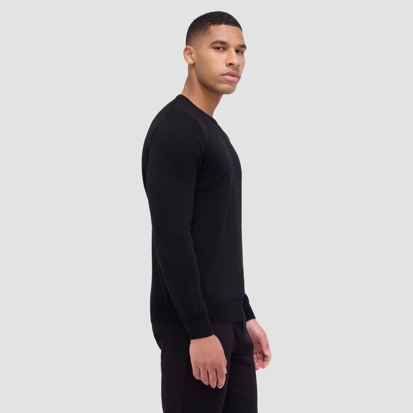 Bugatchi Scott Crew Neck Super Merino™ Sweater Black
