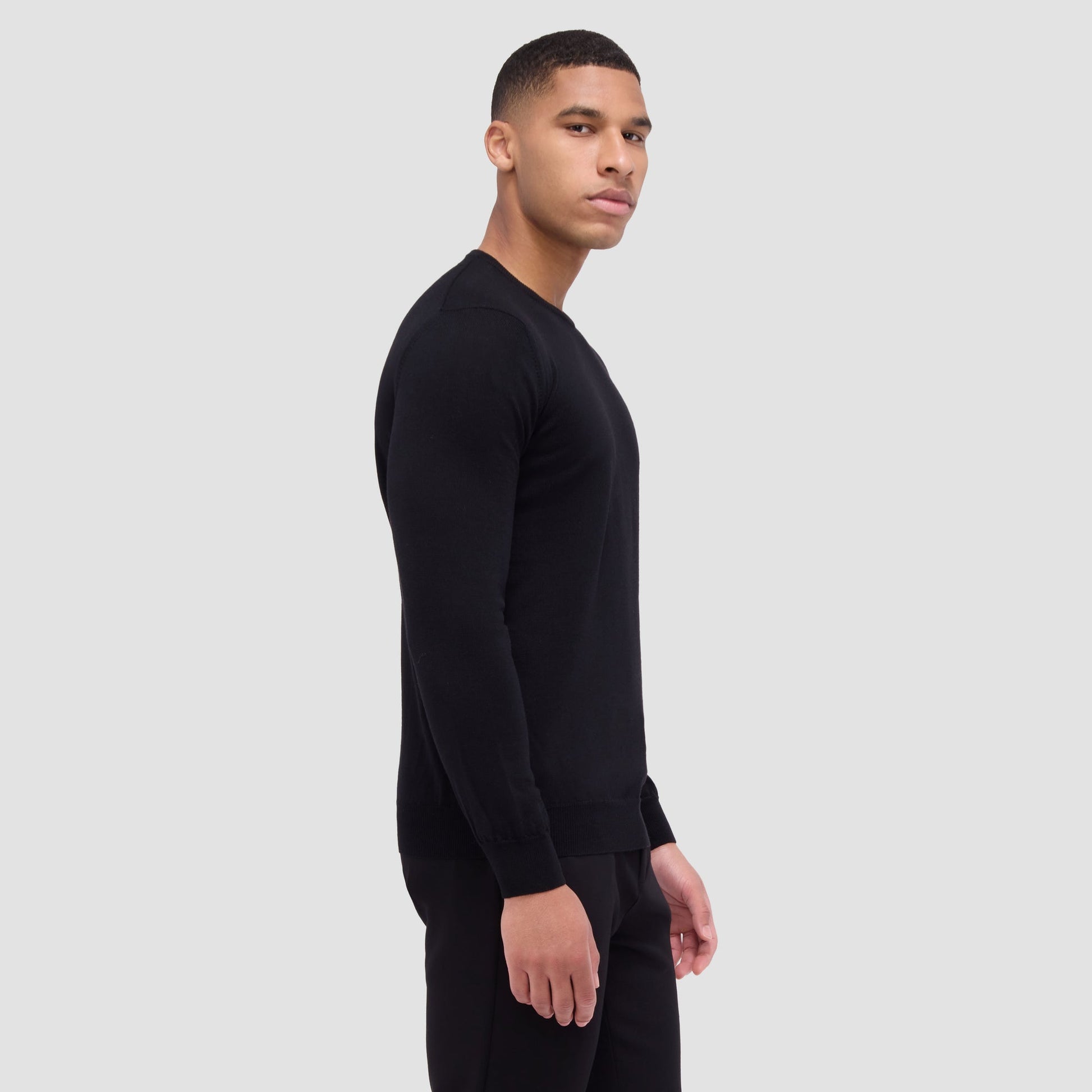 Bugatchi Scott Crew Neck Super Merino™ Sweater Black