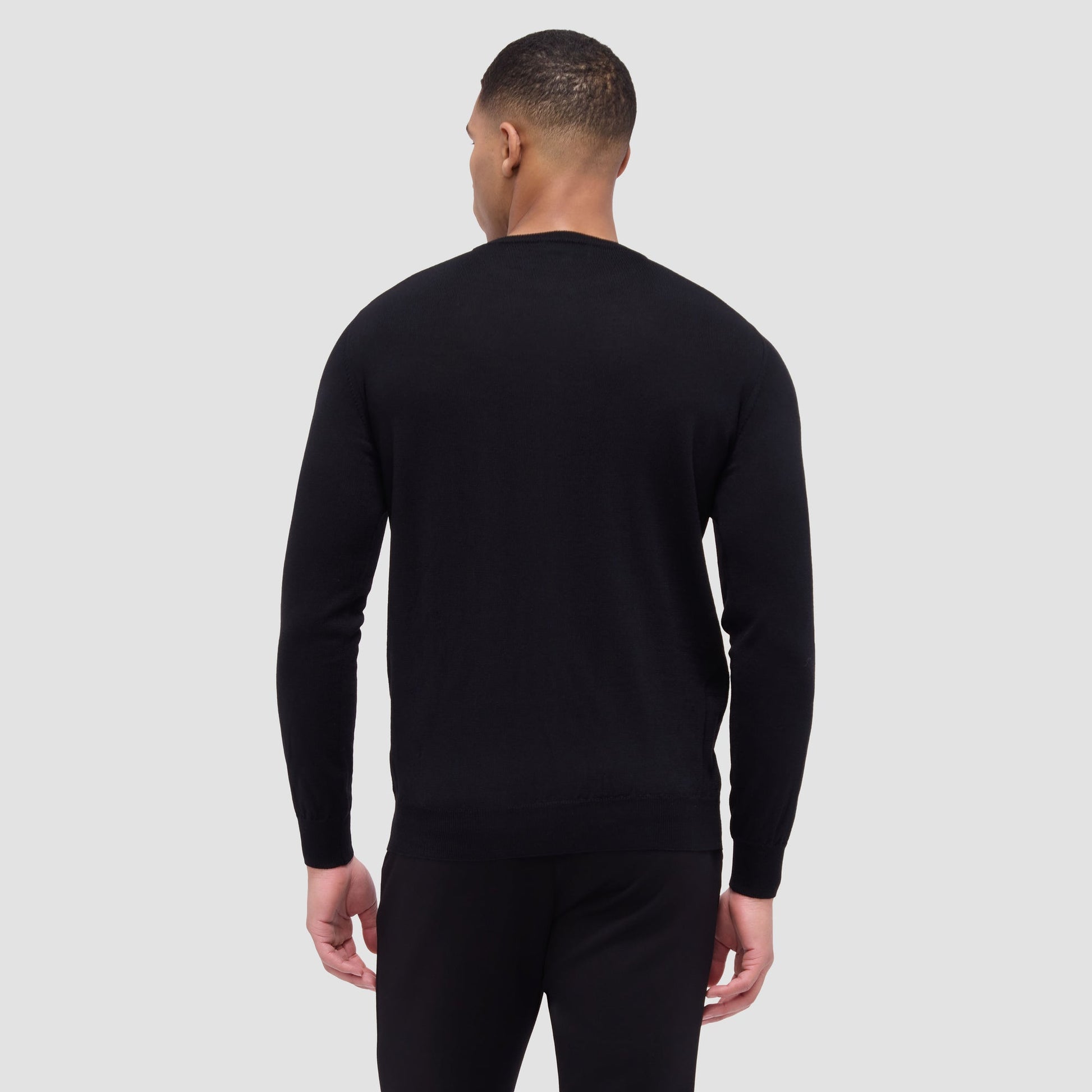 Bugatchi Scott Crew Neck Super Merino™ Sweater Black