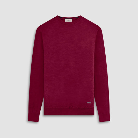 Bugatchi Scott Crew Neck Super Merino™ Sweater Burgundy
