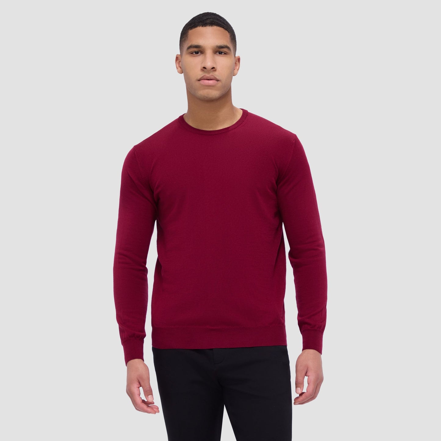 Bugatchi Scott Crew Neck Super Merino™ Sweater Burgundy