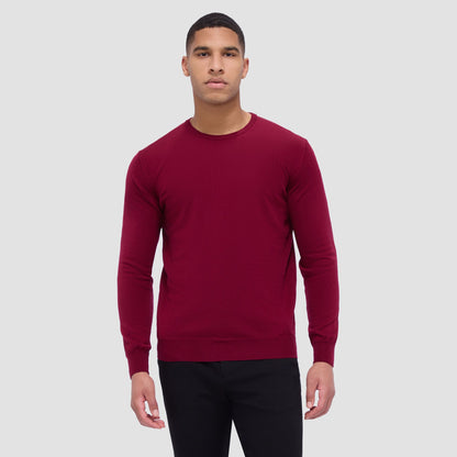 Bugatchi Scott Crew Neck Super Merino™ Sweater Burgundy
