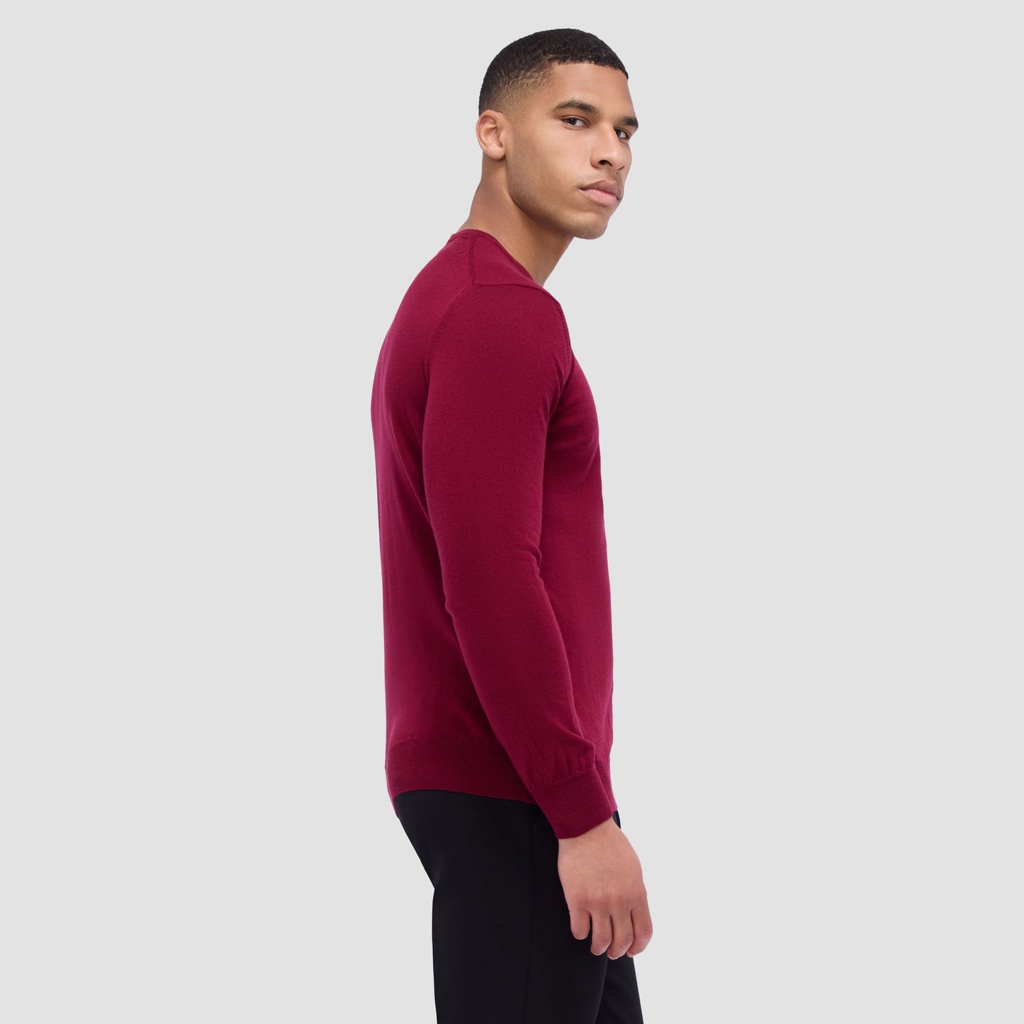 Bugatchi Scott Crew Neck Super Merino™ Sweater Burgundy