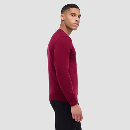 Bugatchi Scott Crew Neck Super Merino™ Sweater Burgundy