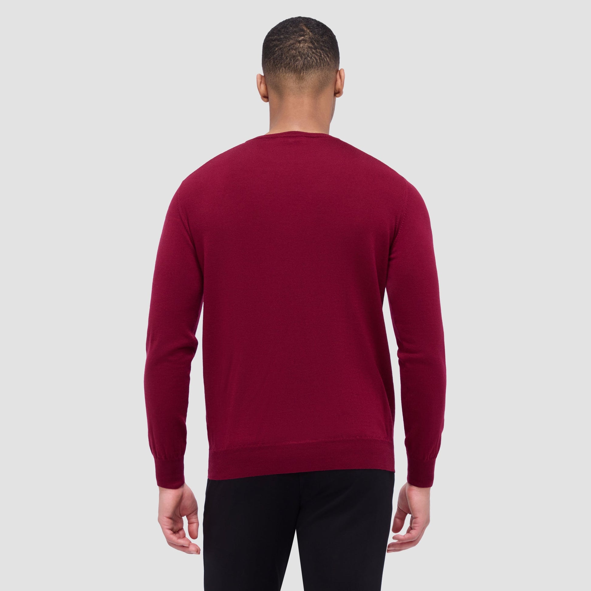 Bugatchi Scott Crew Neck Super Merino™ Sweater Burgundy