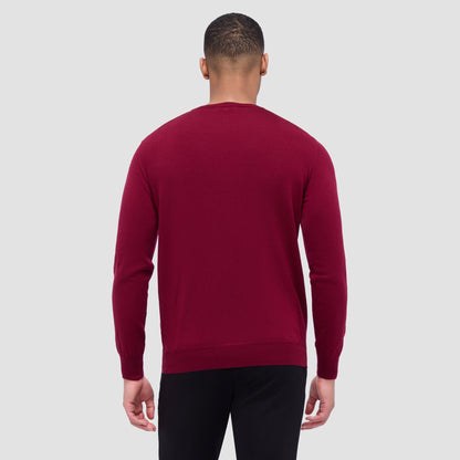 Bugatchi Scott Crew Neck Super Merino™ Sweater Burgundy