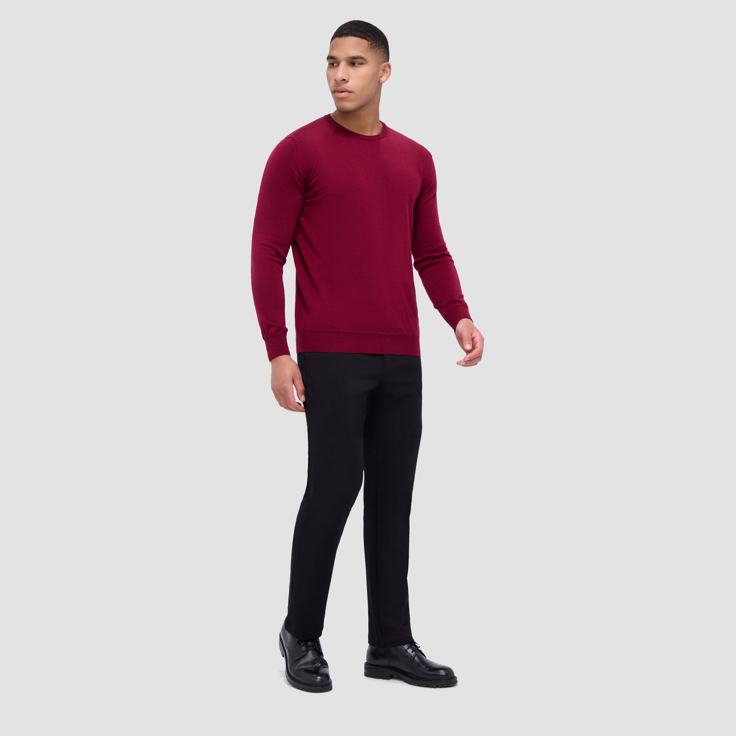 Bugatchi Scott Crew Neck Super Merino™ Sweater Burgundy