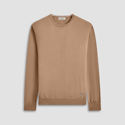 Bugatchi Scott Crew Neck Super Merino™ Sweater Camel