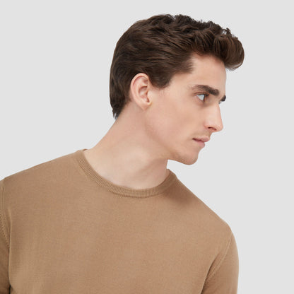 Bugatchi Scott Crew Neck Super Merino™ Sweater Camel