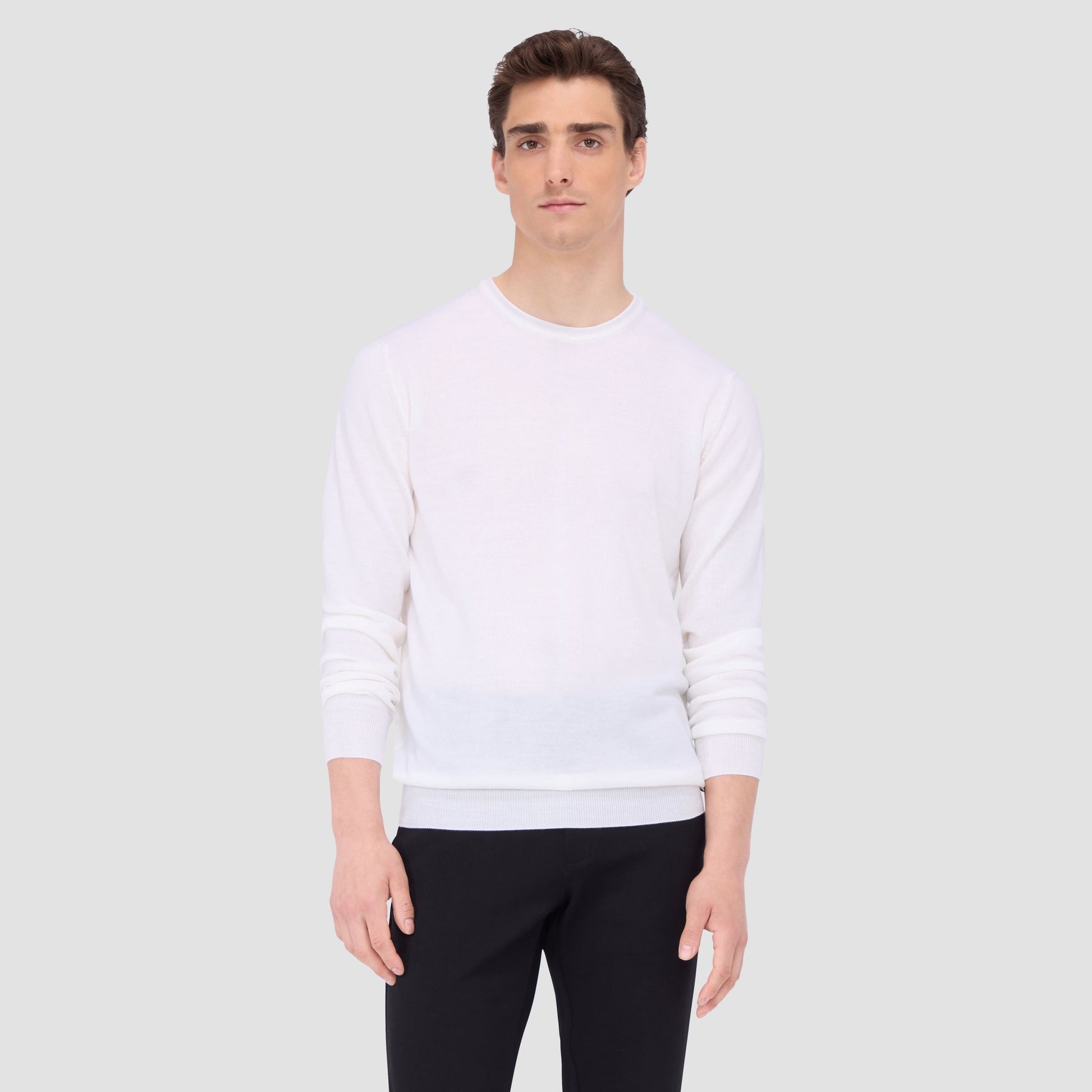 Bugatchi Scott Crew Neck Super Merino™ Sweater Chalk