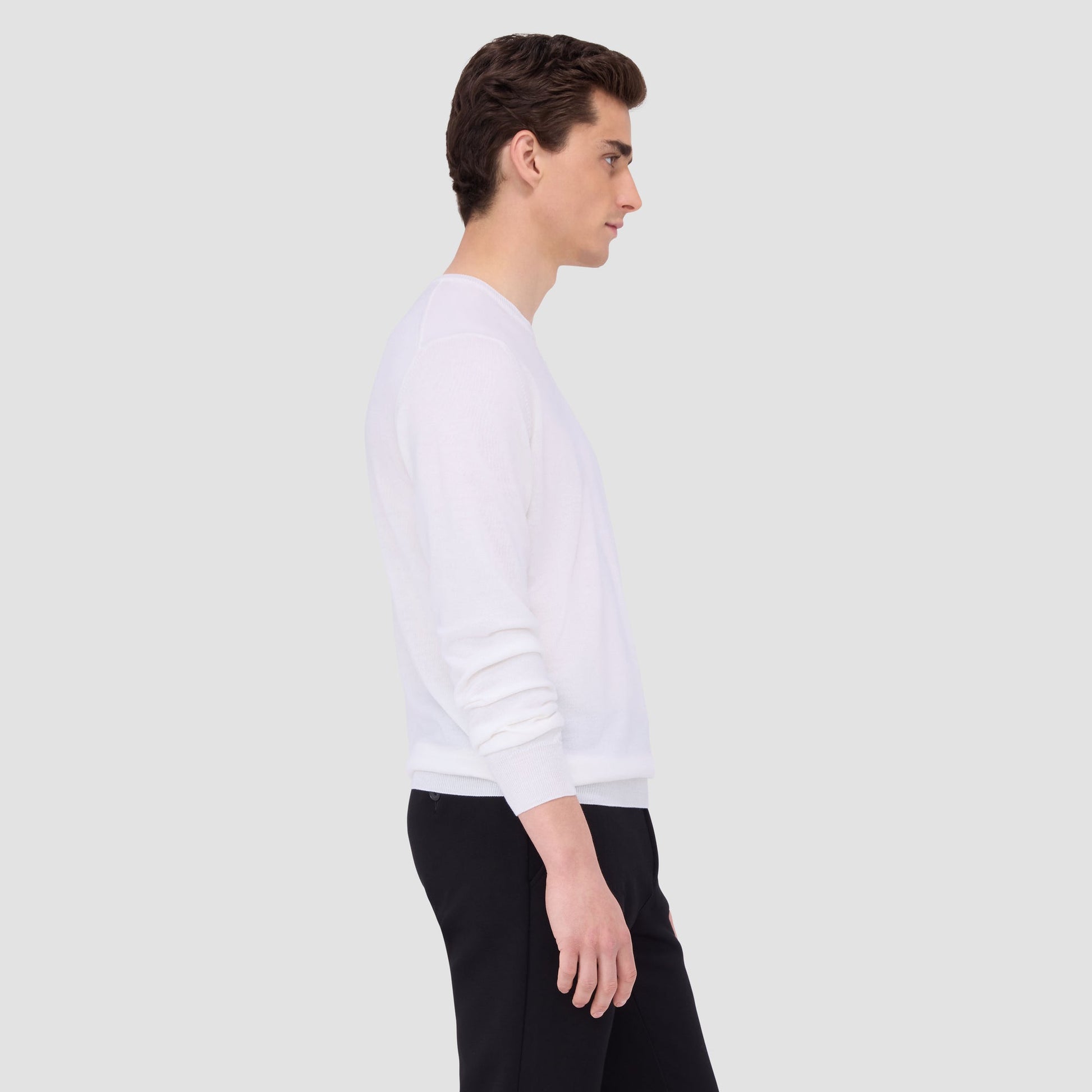 Bugatchi Scott Crew Neck Super Merino™ Sweater Chalk