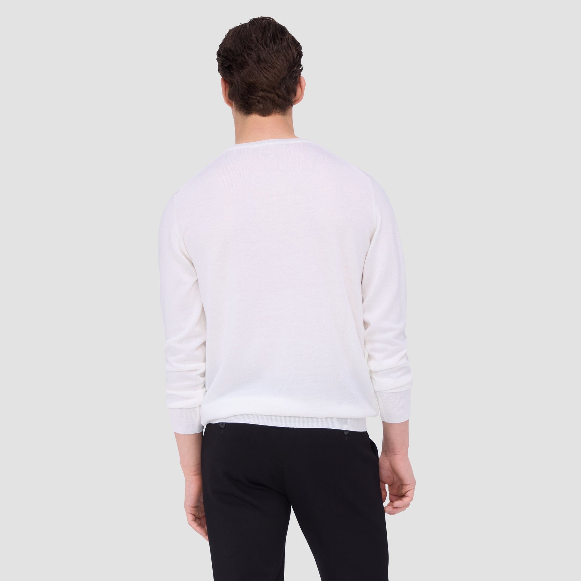 Bugatchi Scott Crew Neck Super Merino™ Sweater Chalk