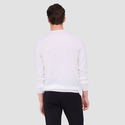 Bugatchi Scott Crew Neck Super Merino™ Sweater Chalk