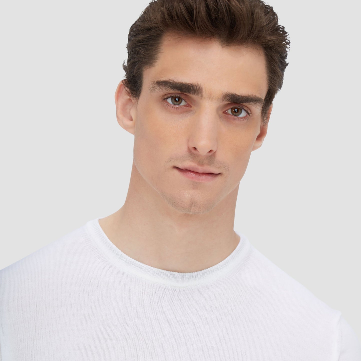 Bugatchi Scott Crew Neck Super Merino™ Sweater Chalk