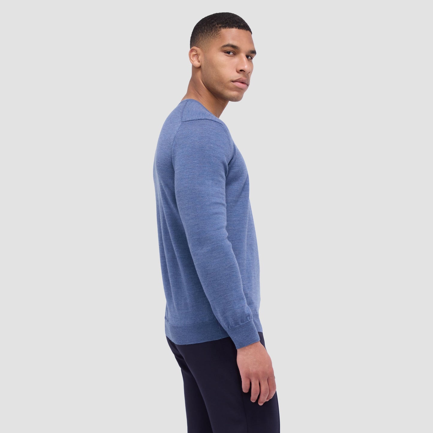 Bugatchi Scott Crew Neck Super Merino™ Sweater Denim