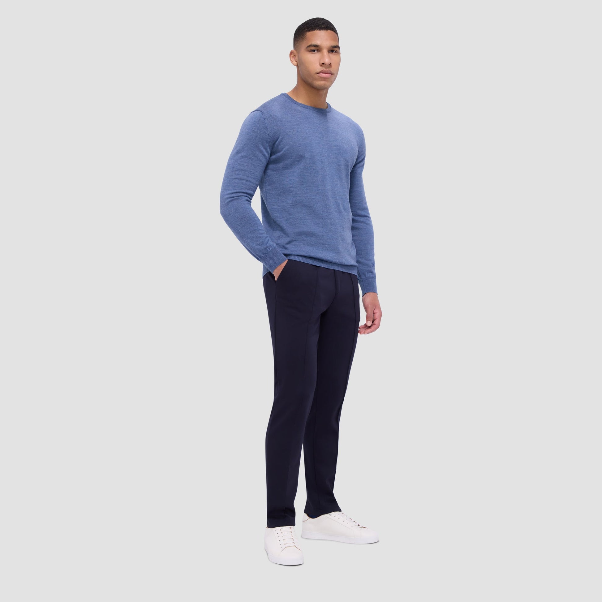 Bugatchi Scott Crew Neck Super Merino™ Sweater Denim