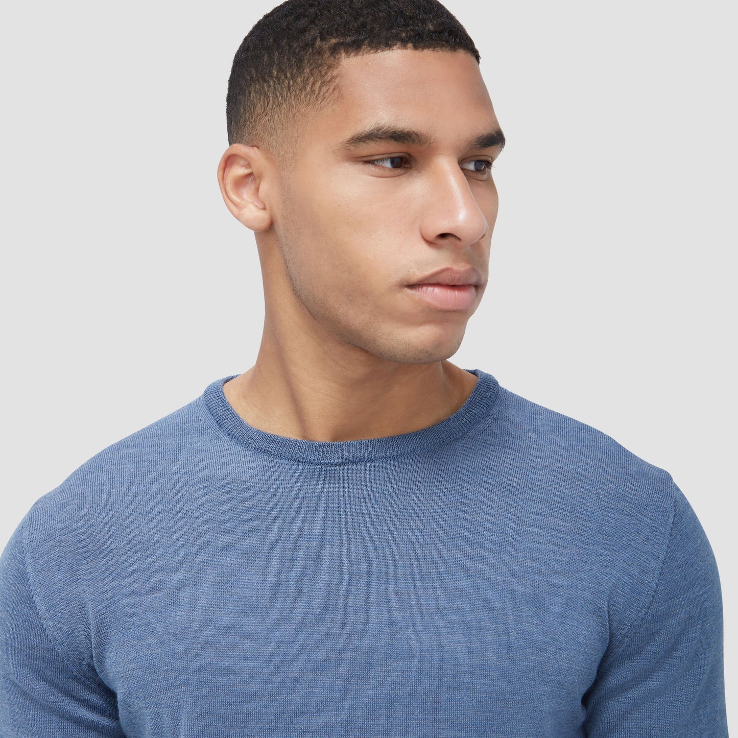 Bugatchi Scott Crew Neck Super Merino™ Sweater Denim
