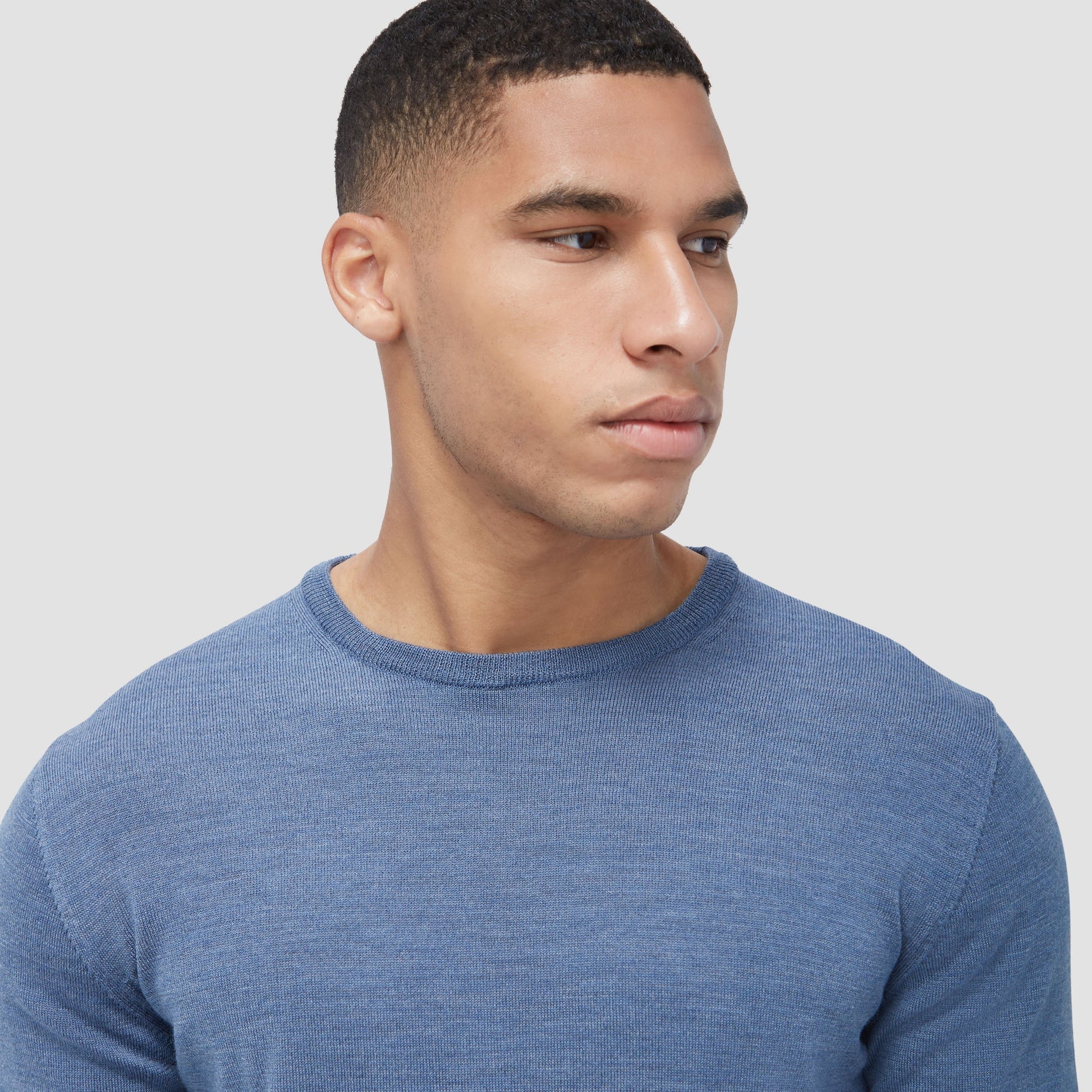 Bugatchi Scott Crew Neck Super Merino™ Sweater Denim