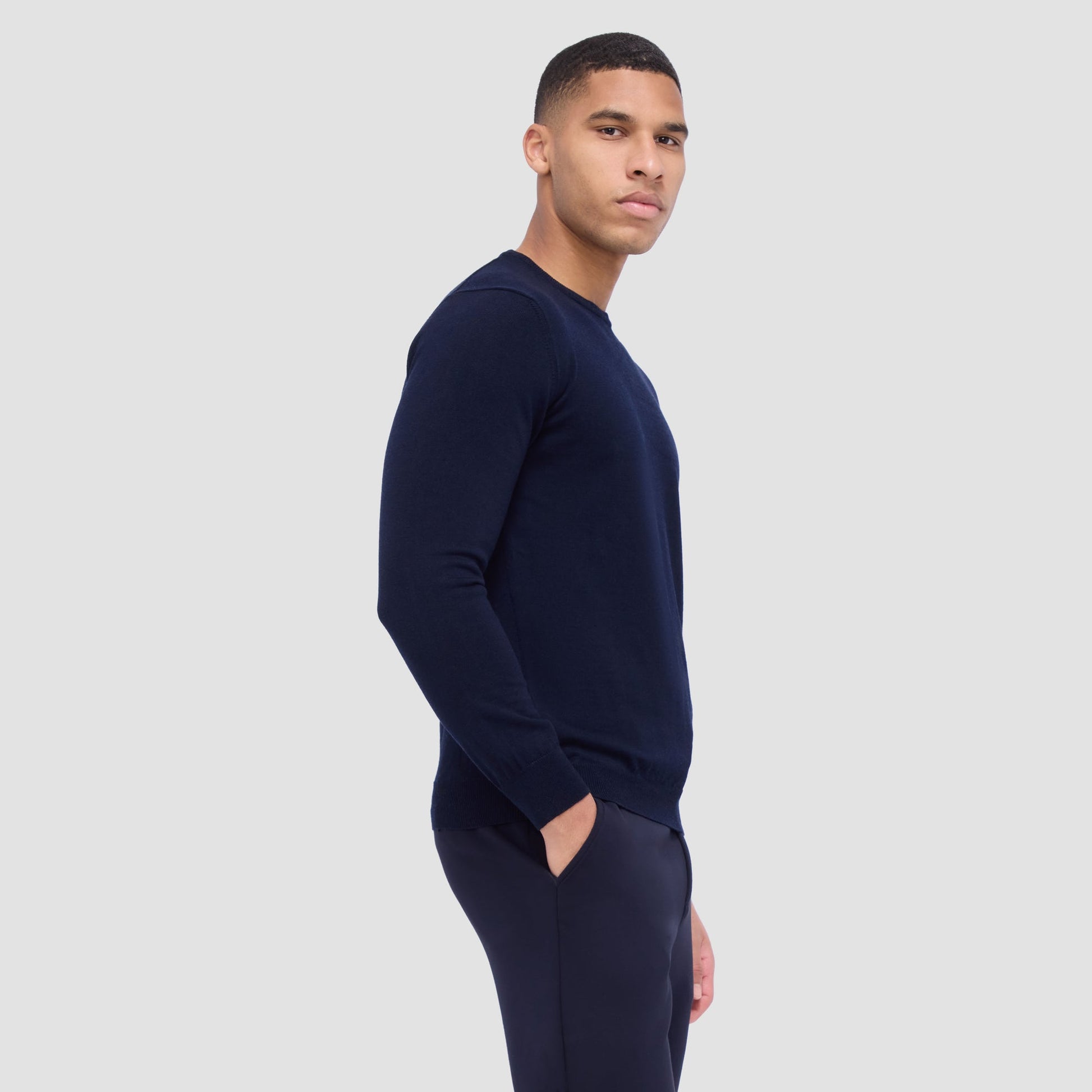 Bugatchi Scott Crew Neck Super Merino™ Sweater Midnight