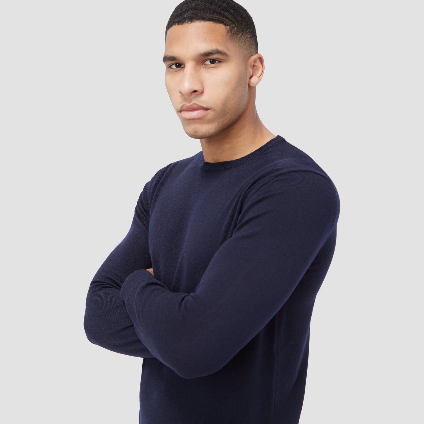 Bugatchi Scott Crew Neck Super Merino™ Sweater Midnight