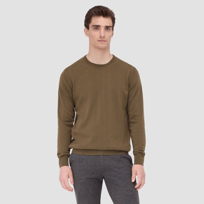 Bugatchi Scott Crew Neck Super Merino™ Sweater Moss