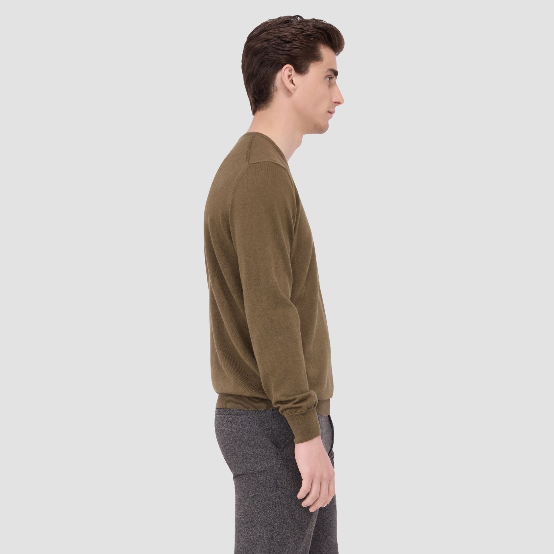 Bugatchi Scott Crew Neck Super Merino™ Sweater Moss