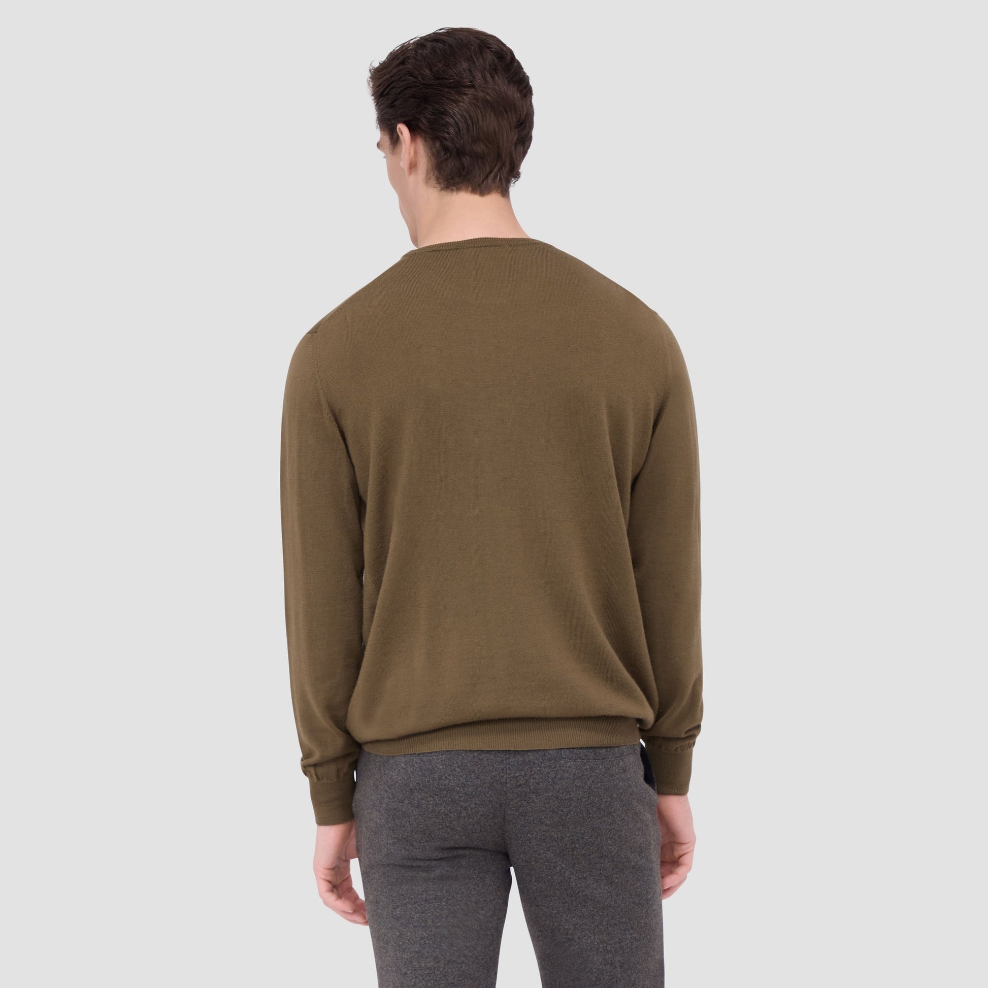 Bugatchi Scott Crew Neck Super Merino™ Sweater Moss