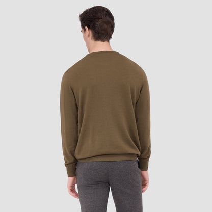Bugatchi Scott Crew Neck Super Merino™ Sweater Moss