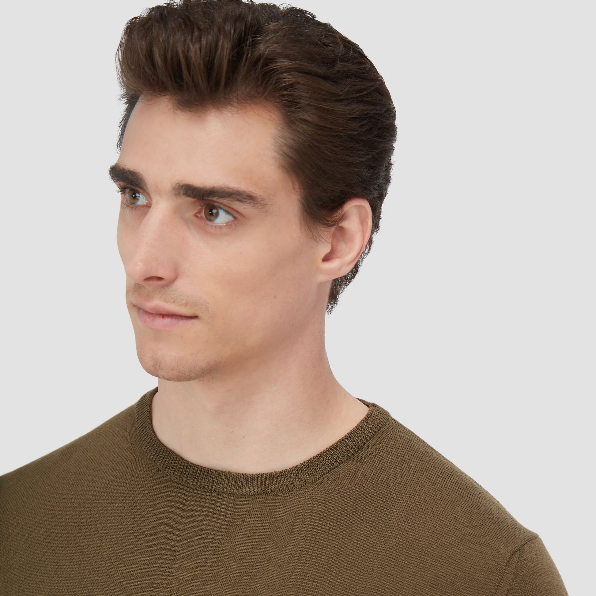 Bugatchi Scott Crew Neck Super Merino™ Sweater Moss