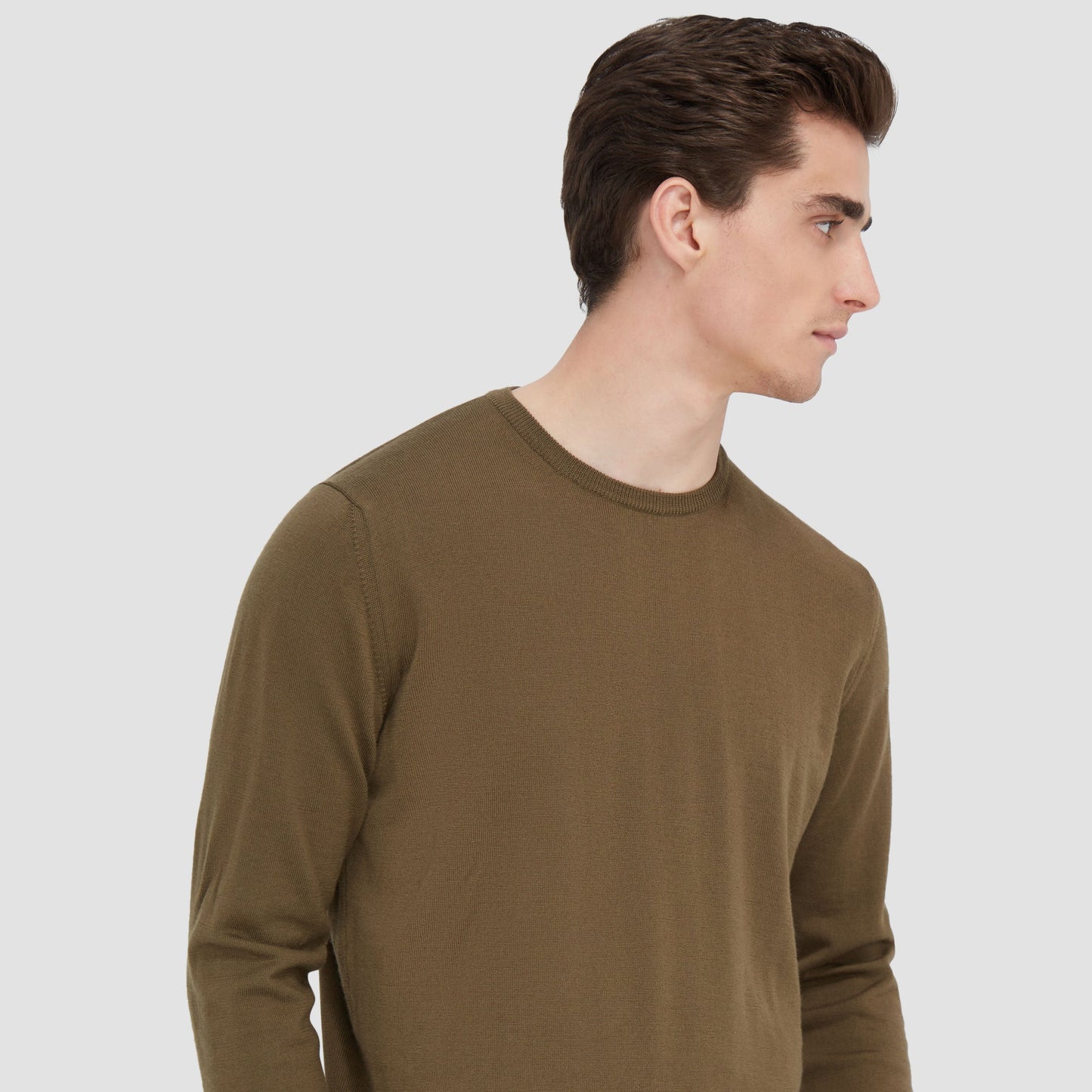 Bugatchi Scott Crew Neck Super Merino™ Sweater Moss