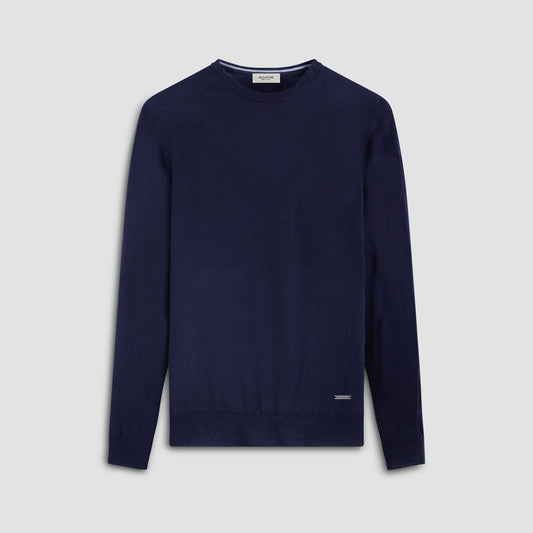 Bugatchi Scott Crew Neck Super Merino™ Sweater Navy