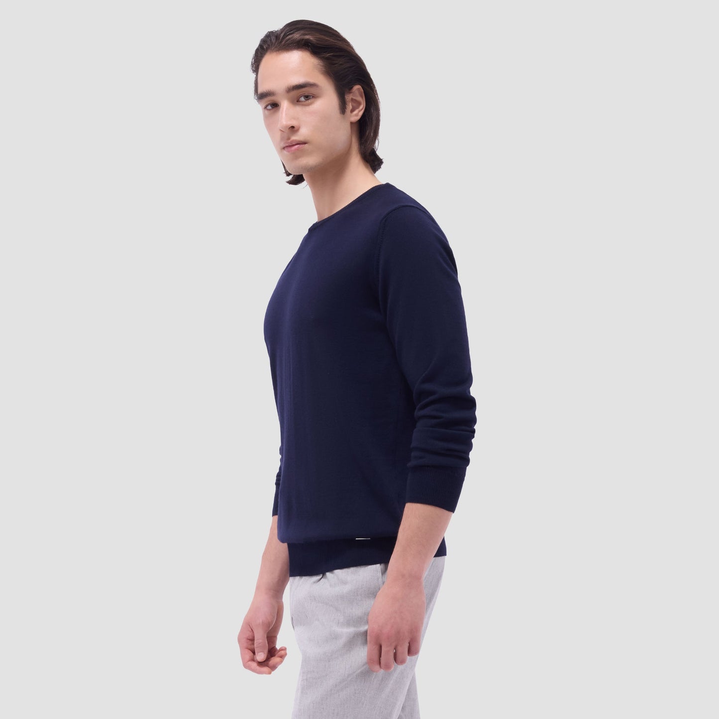Bugatchi Scott Crew Neck Super Merino™ Sweater Navy