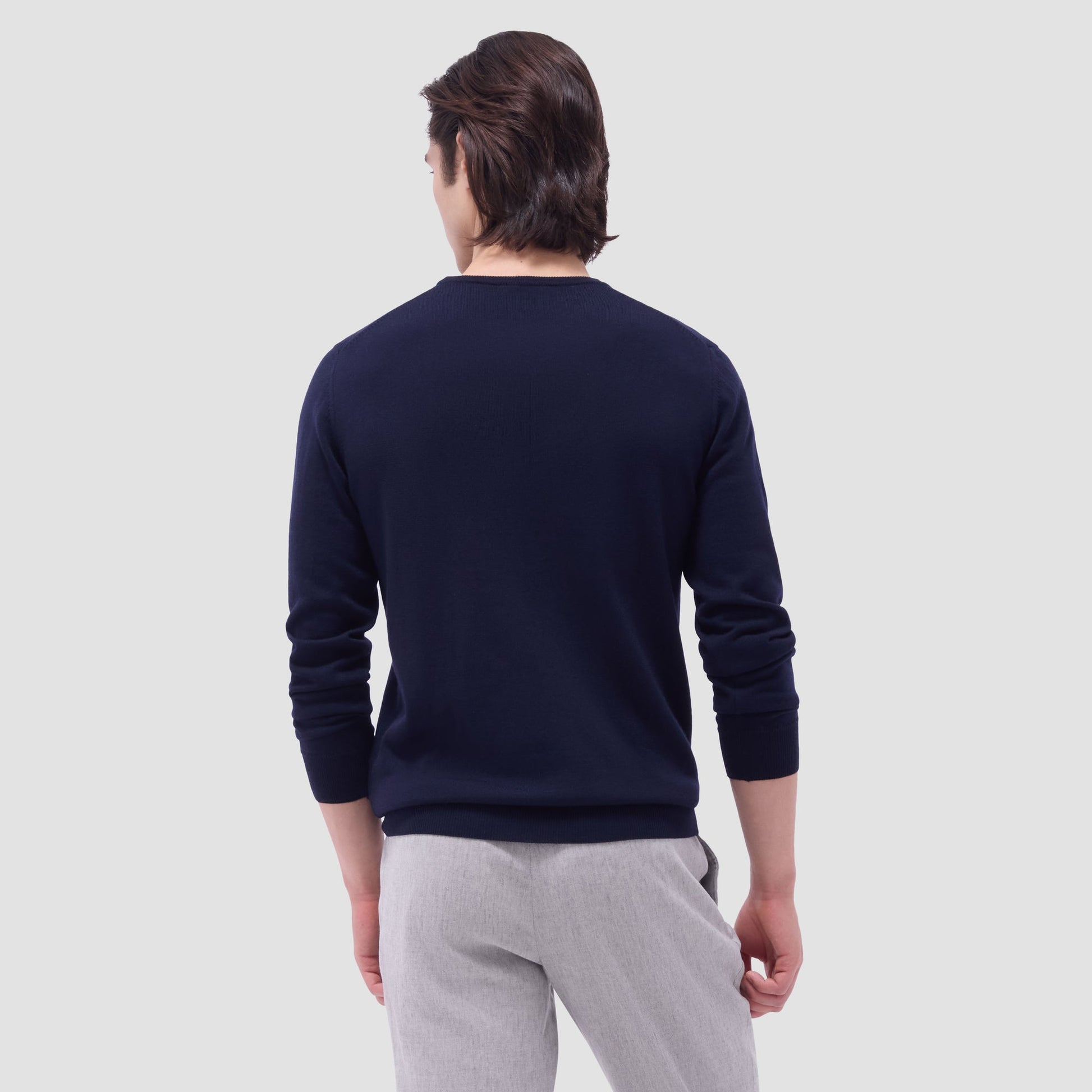Bugatchi Scott Crew Neck Super Merino™ Sweater Navy