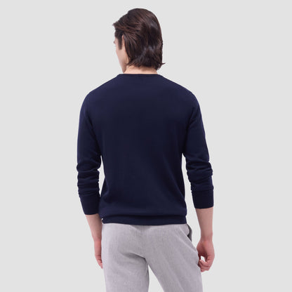 Bugatchi Scott Crew Neck Super Merino™ Sweater Navy
