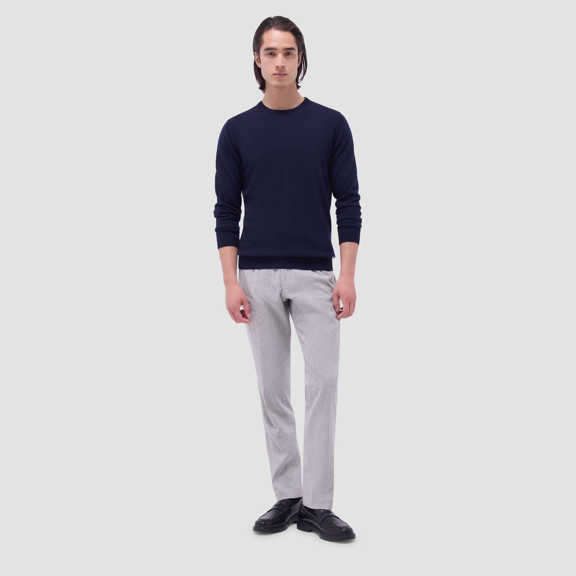 Bugatchi Scott Crew Neck Super Merino™ Sweater Navy