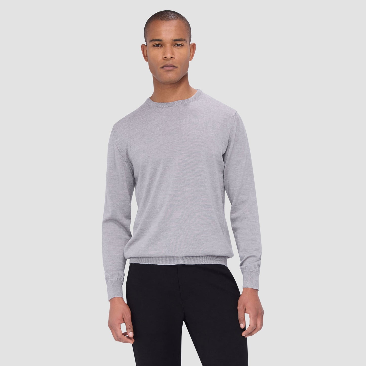 Bugatchi Scott Crew Neck Super Merino™ Sweater Platinum